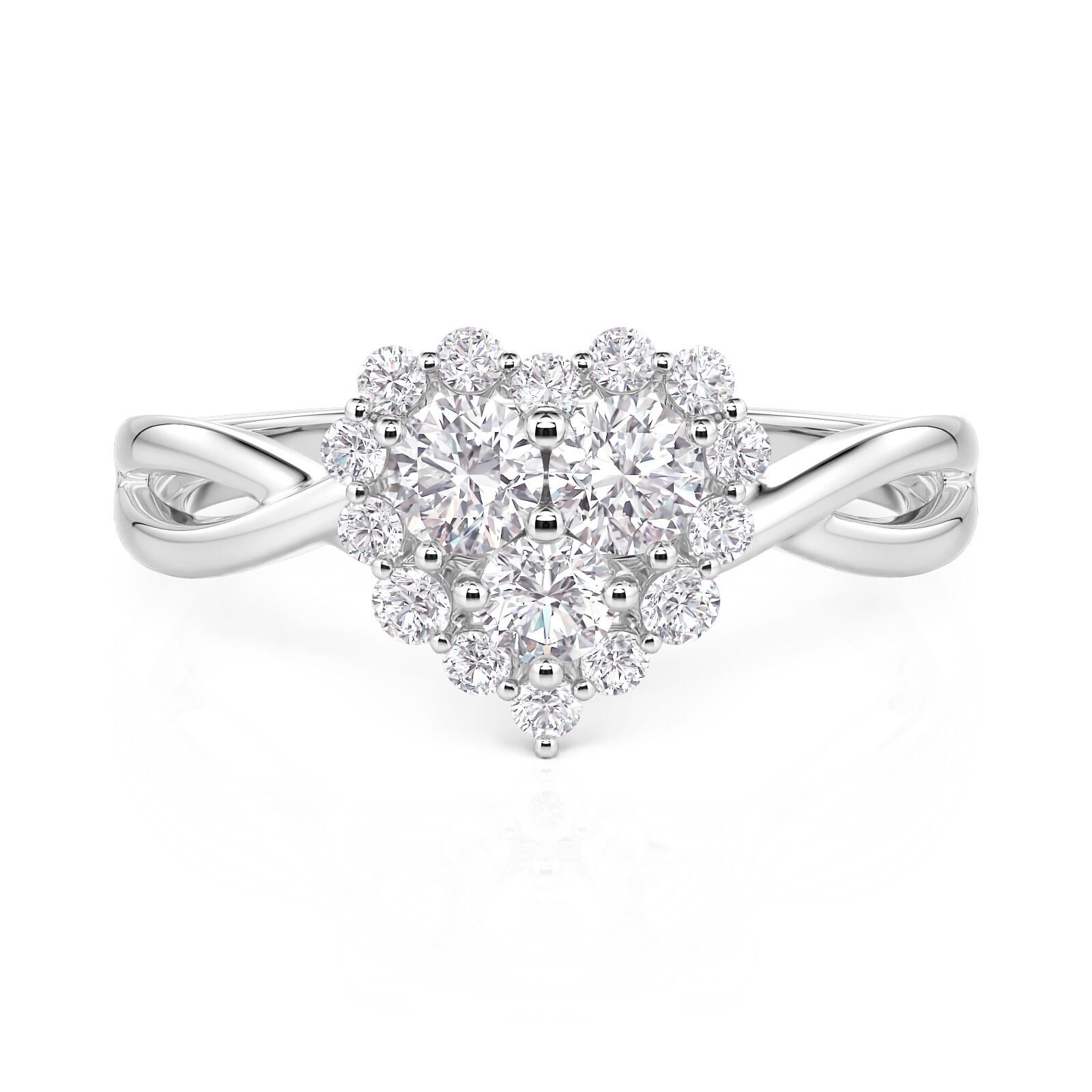 Jeulia Twist Cluster Heart Promise Ring Sterling Silver