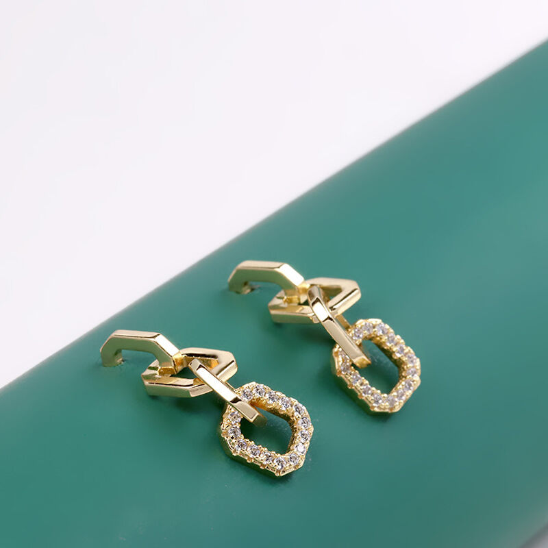 Jeulia Chain Design Sterling Silver Drop Earrings