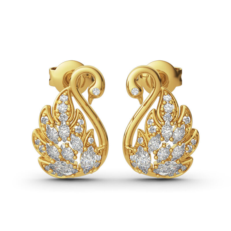 Jeulia Swan Design Sterling Silver Stud Earrings