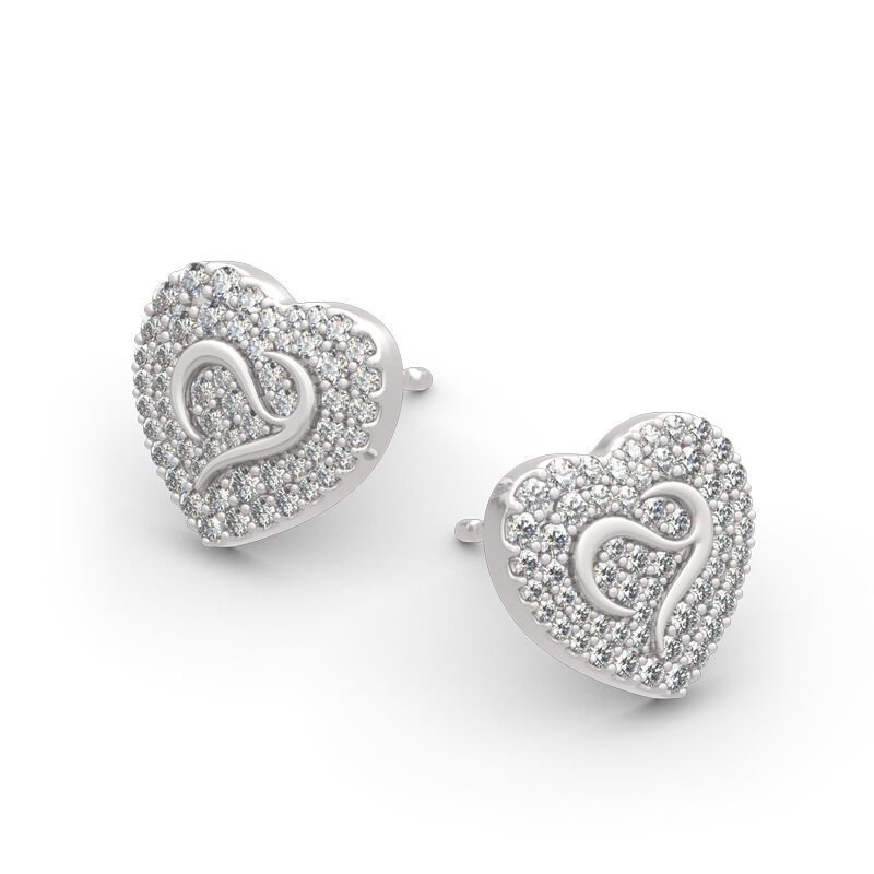 Jeulia Logo Shape Commemorative Heart Sterling Silver Stud Earrings