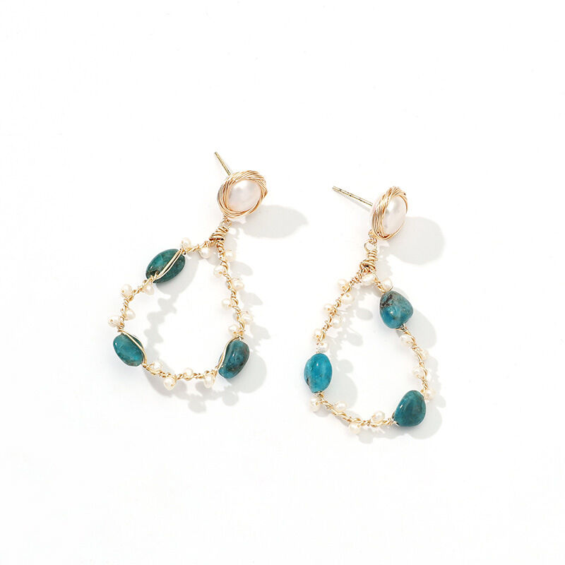 Jeulia "Assurance & Manifestation" Elegant Pearl Natural Apatite Earrings