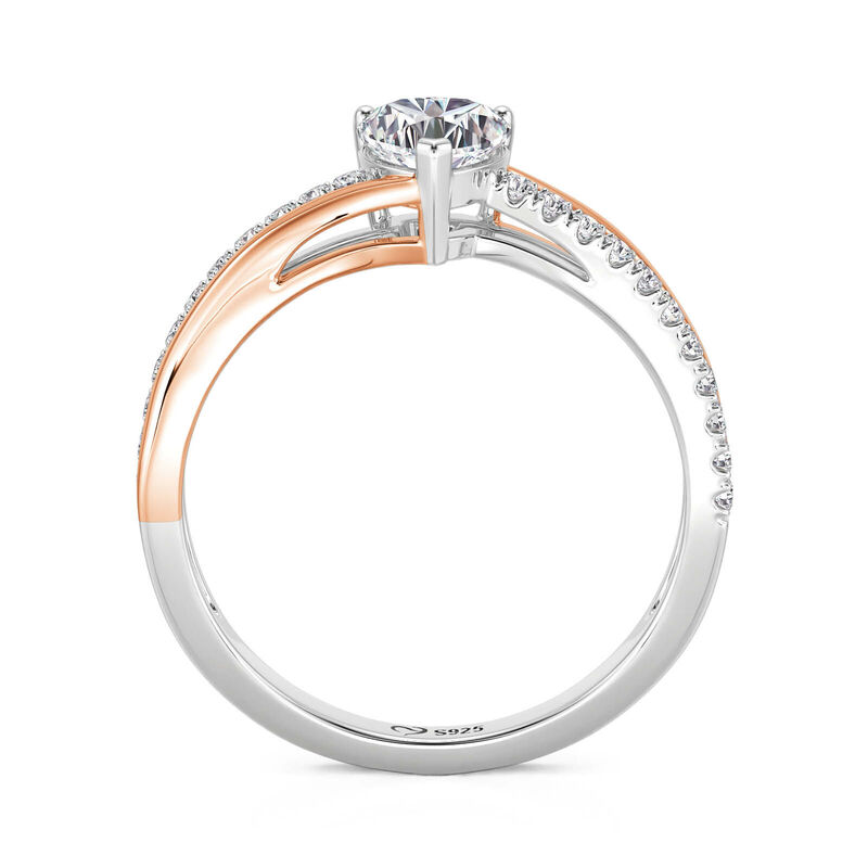 Jeulia Amore Tvåfärgad Böjdt Hjärta Löftesring i Sterling Silver