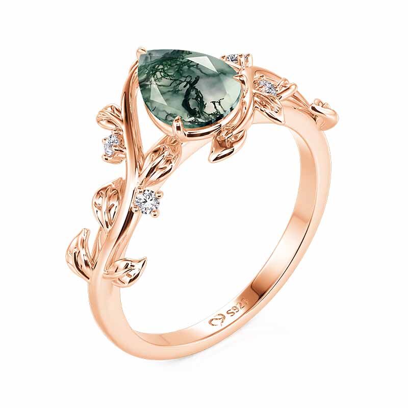 Jeulia Bypass Rose Gold Pear Cut Moss Agate Engagement Ring Jeulia Bypass Rose Gold Pear Cut Moss Agate Engagement Ring