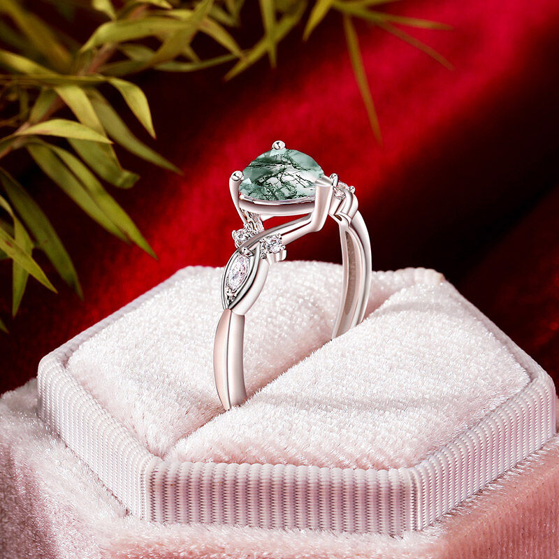 Jeulia Bague de Fiançailles Cœur Infini en Agate Mousse