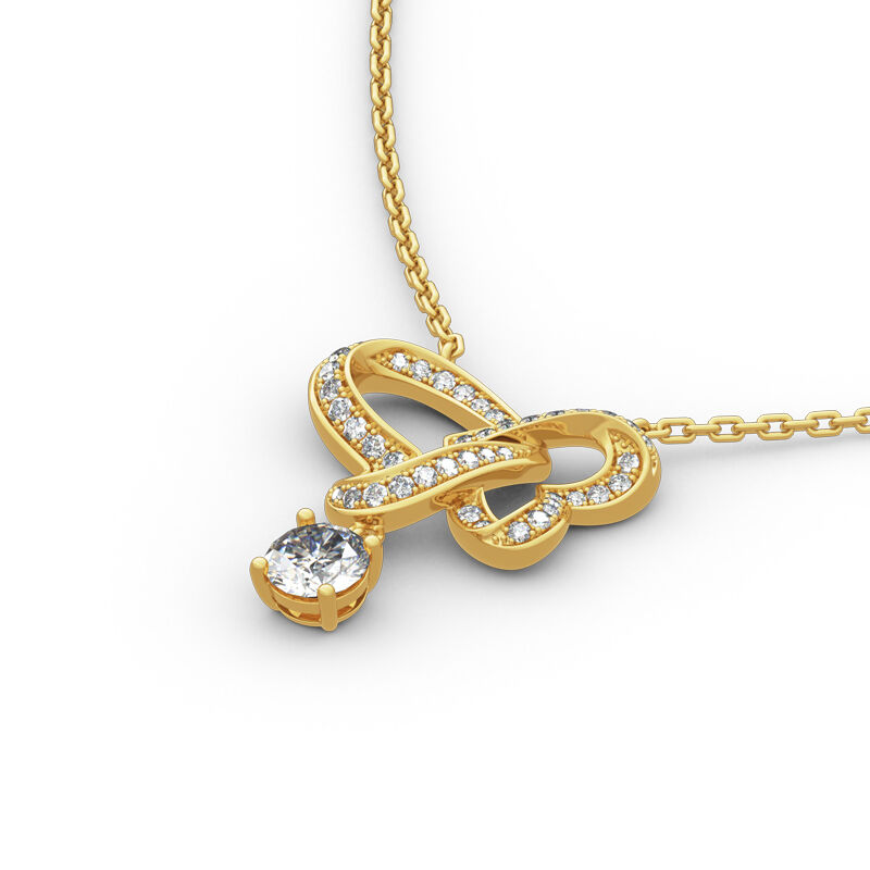 Jeulia Interlock Heart  Butterfly Design Sterling Silver Necklace