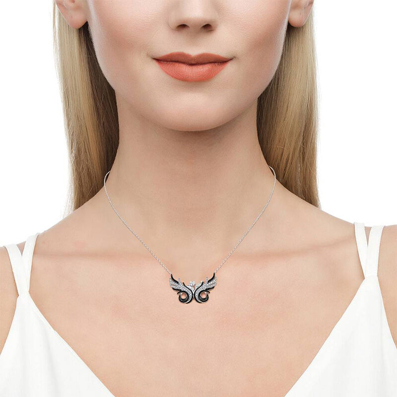Jeulia "Eternal Love" Butterfly Lovers Sterling Silver Necklace