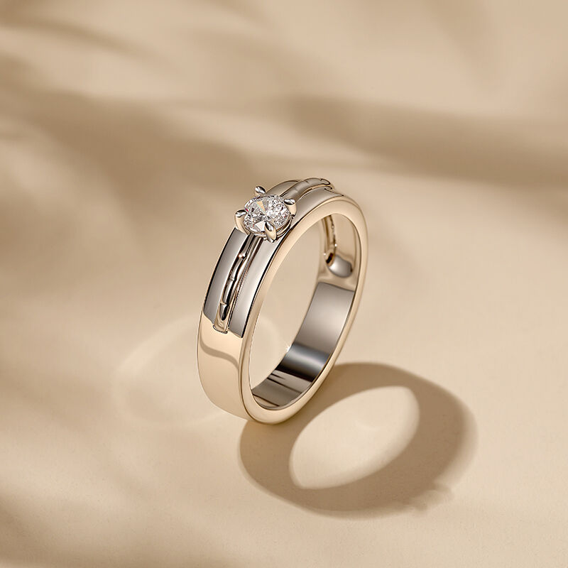 Jeulia Custom Bamboo Inspired Solitaire Engagement Ring for Men