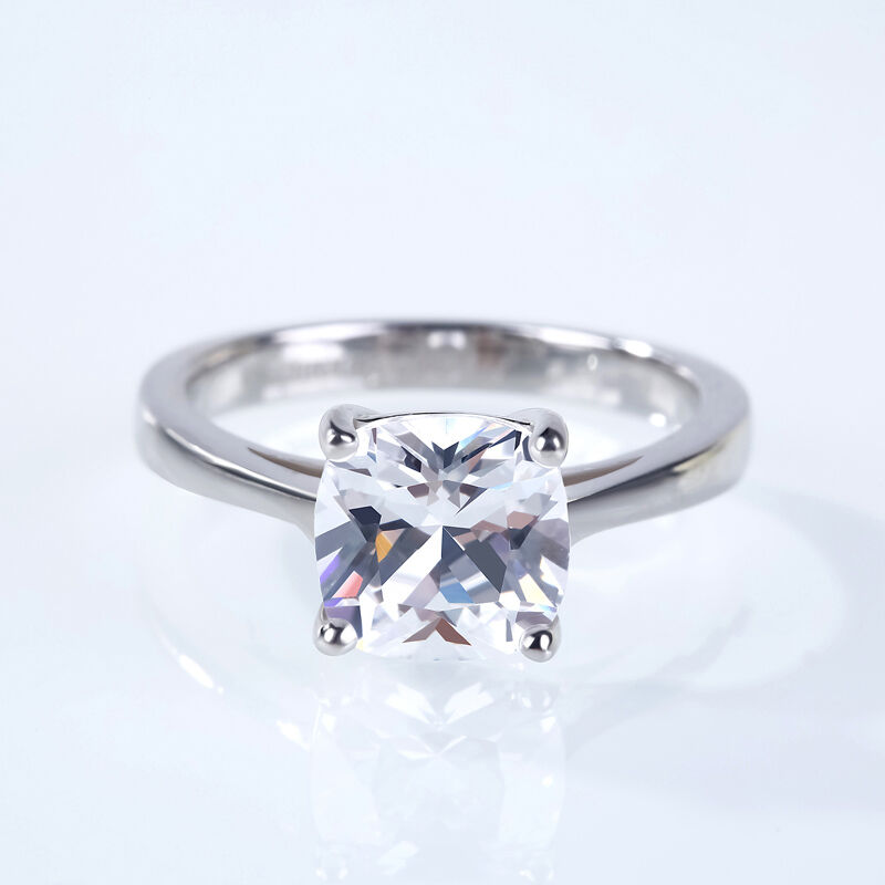 Jeulia Classic Solitaire Cushion Cut Sterling Silver Engagement Ring
