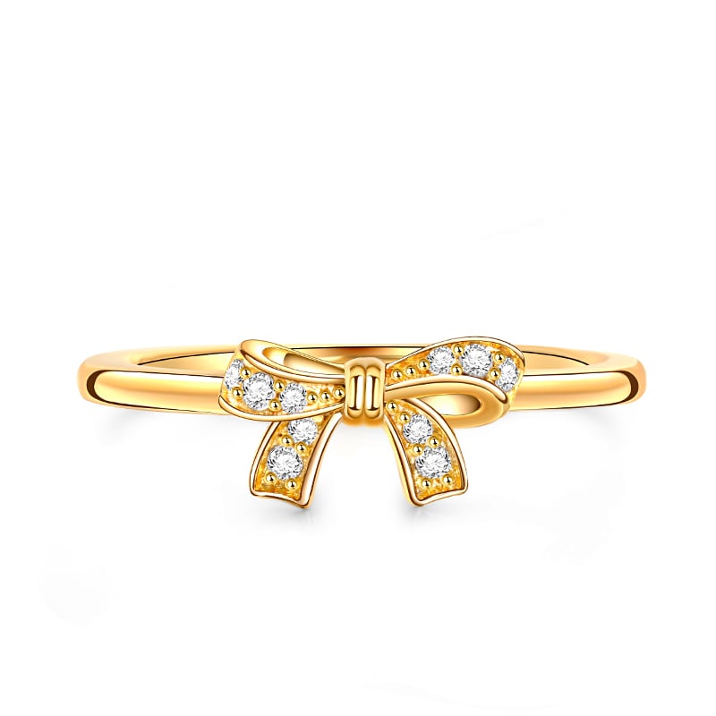 Jeulia Simple Bowknot Round Cut Sterling Silver Ring