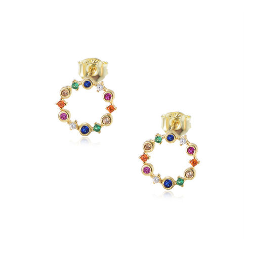 Jeulia Multi-Colored Stones Sterling Silver Stud Earrings
