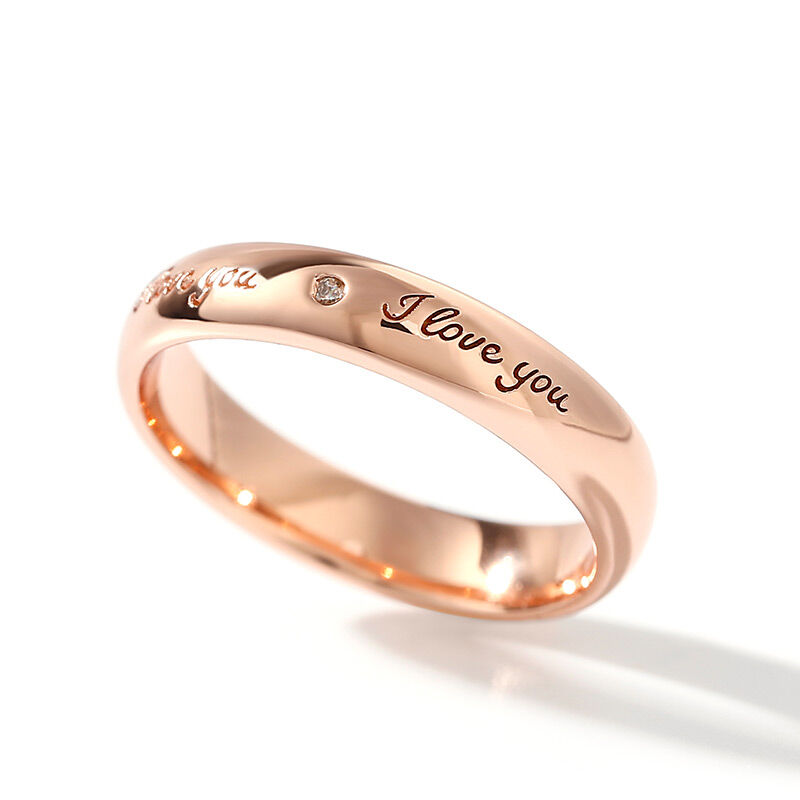 Jeulia "I Love You" Rose Gold Tone Sterling Silver Women's Band