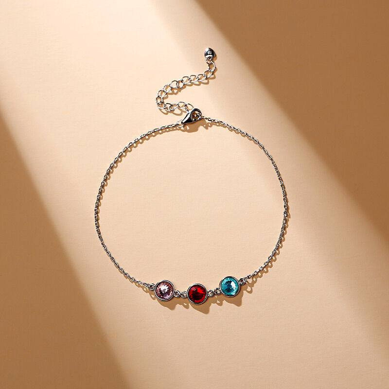 Jeulia Simple Design Candy-hued Stones Sterling Silver Personalized Anklet