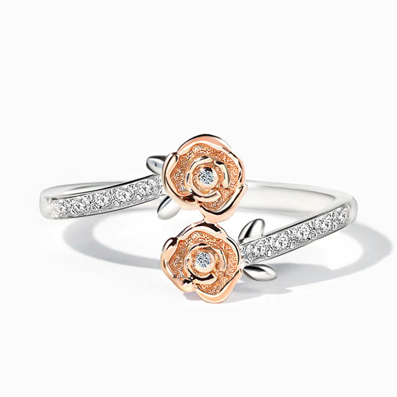 Jeulia Anillo Rosa Bicolor de Plata Esterlina