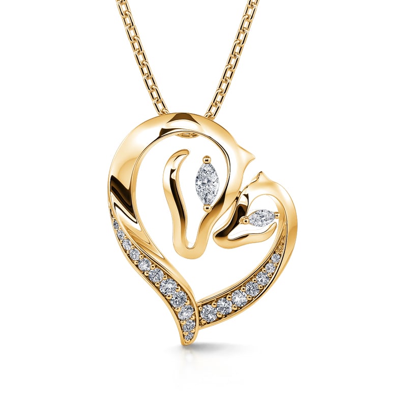 Jeulia "Unique Bond" Mom and Baby Horse Sterling Silver Necklace