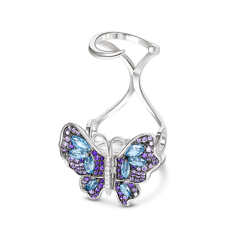 Jeulia "Flying Butterfly" Movable Sterling Silver Ring