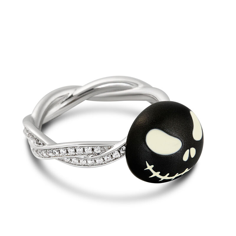 Jeulia "King of the Night" Skull Design Luminous Sterling Silver Twist Ring