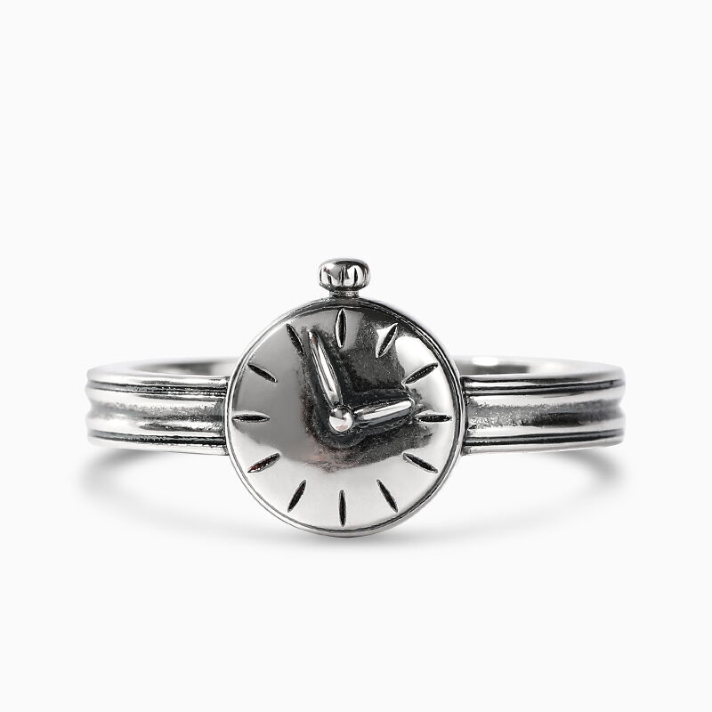 Jeulia "Back to the Past" Clock Sterling Silver Ring