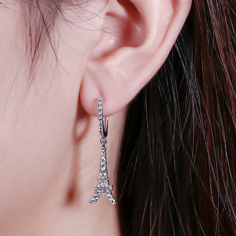 Jeulia Eiffel Tower Sterling Silver Drop Earrings