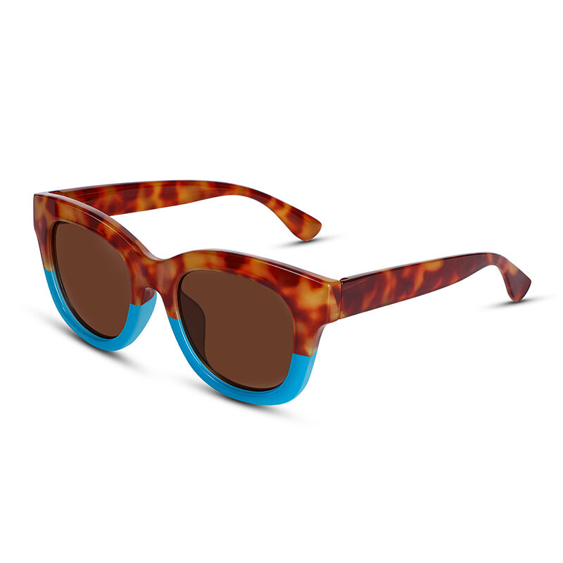 Jeulia "Crush" Square Tortoise Blue/Brown Women's Sunglasses