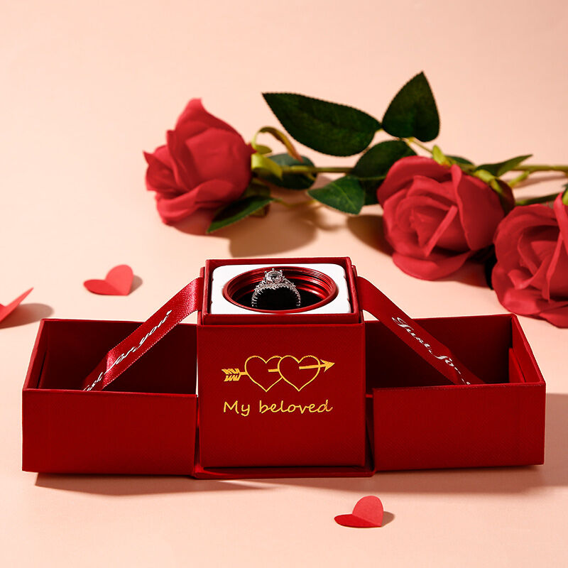 Jeulia Creative Liftable Rose Flower Ring Box