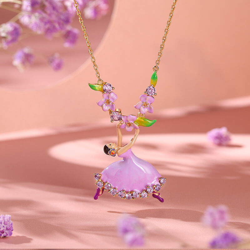 Jeulia "Dream It Possible" Ballet Dancer with Flower Sterling Silver Jewelry Set