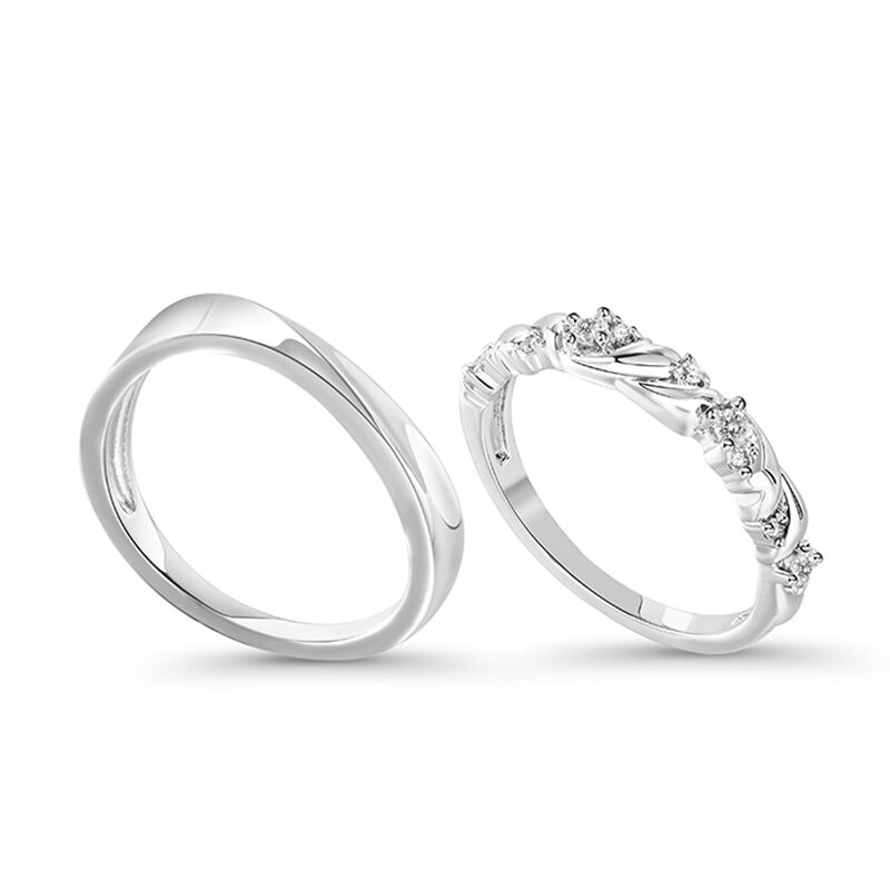 Jeulia "Sweetheart" Sterling Silver Couple Rings
