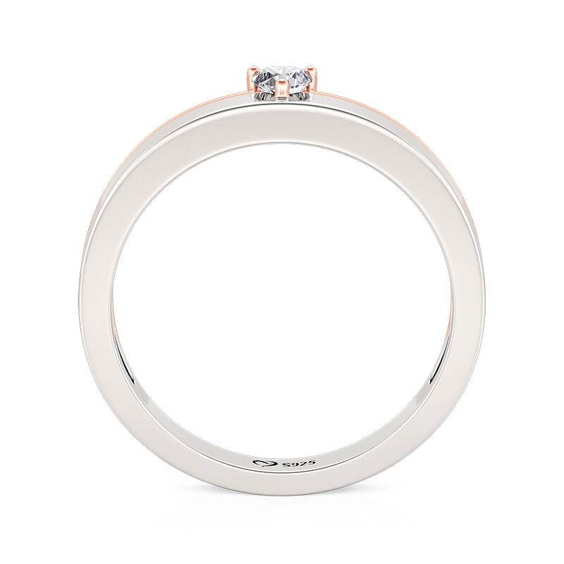 Jeulia Anillo de Boda para Mujer con Corazón Bicolor en Plata de Ley