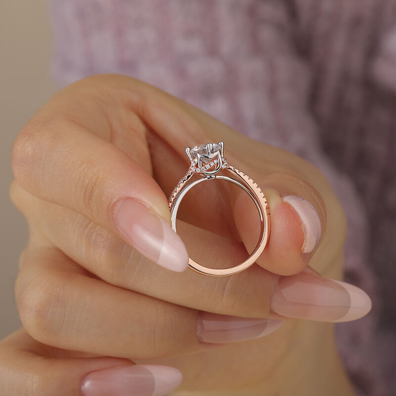 Jeulia Anillo de Compromiso Infinito Trenzado Bicolor de Plata de Ley