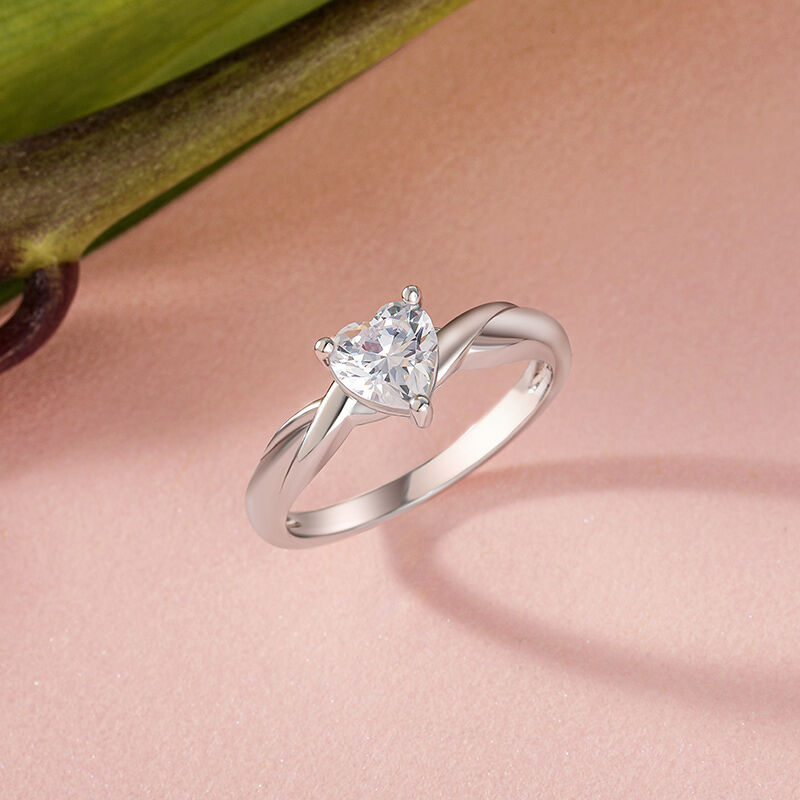 Jeulia Anillo de Promesa Corazón Personalizado Simple con Diseño de Nudo