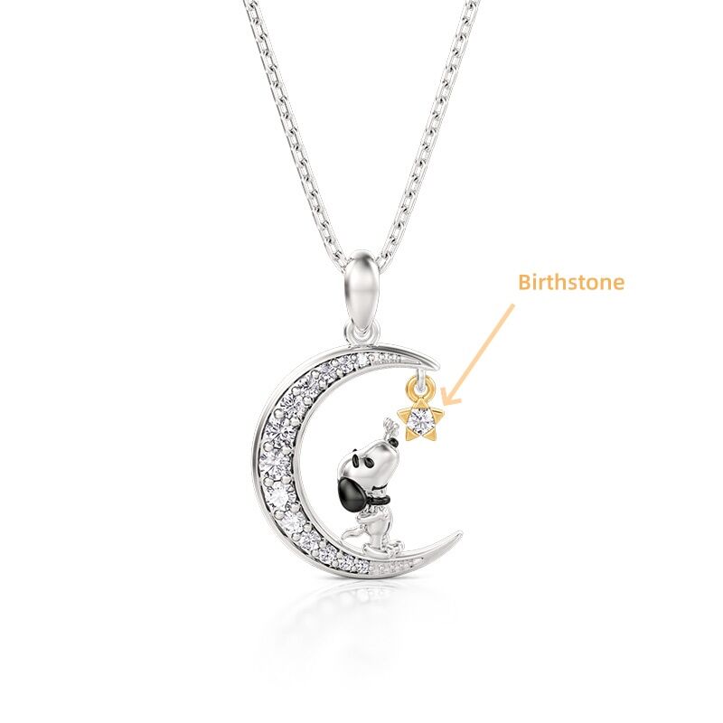 Jeulia “Puppy Picks Stars” Custom Moon Dog Birthstone Necklace