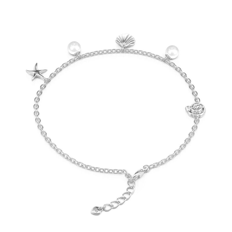 Jeulia Spiaggia Oceanica Bracciale Argentato con Ciondolo Perla