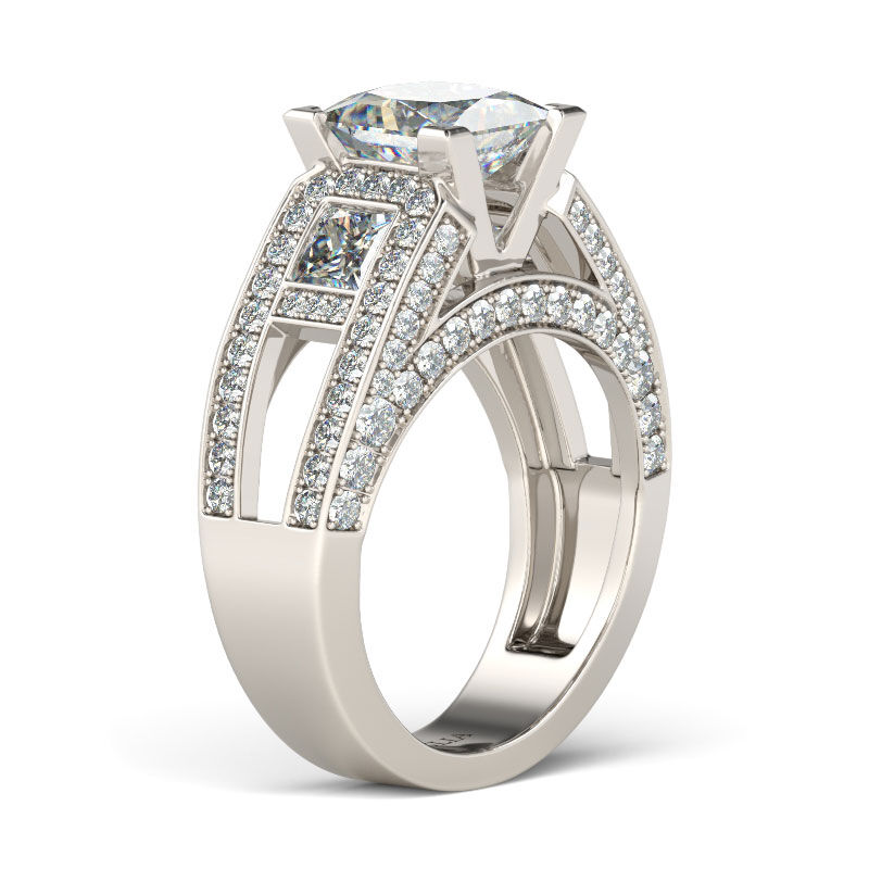 Jeulia Cathedral Princess Cut sterling silver damring