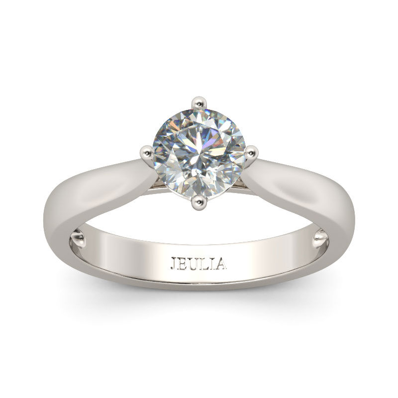 Jeulia Classic Solitaire Round Cut Sterling Silver Ring