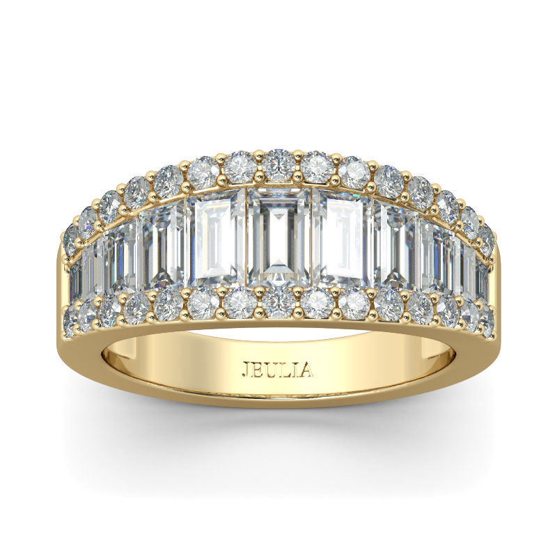 Jeulia Zweifarbig Vintage Baguette-Schliff Sterling Silber Damen Ring