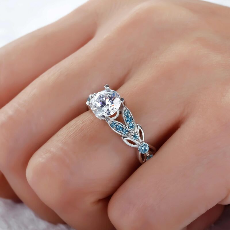 Jeulia Butterfly Round Cut Sterling Silver Ring