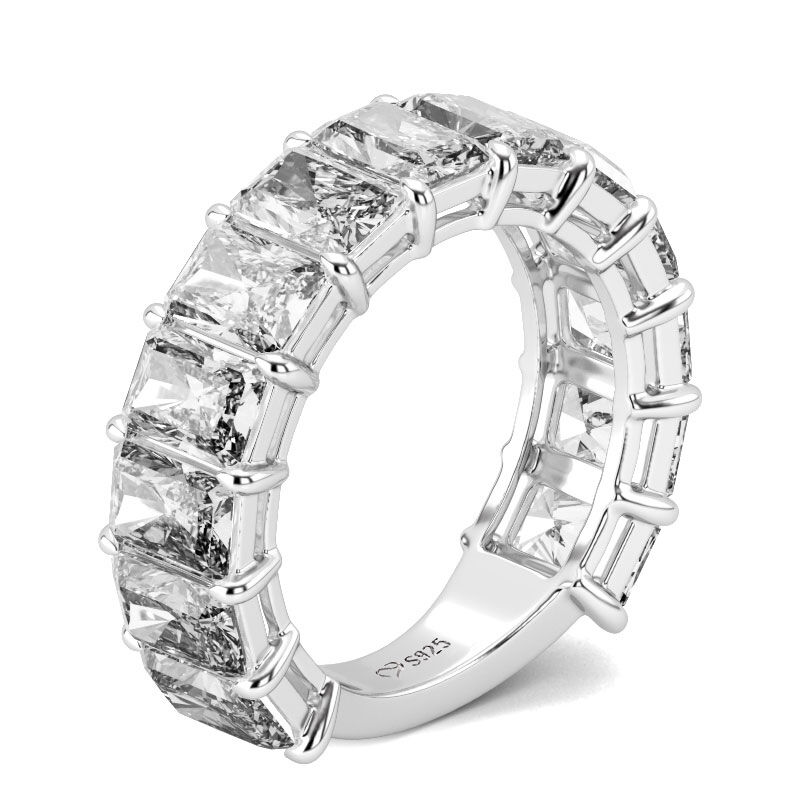 Jeulia Classic Radiant Cut Sterling Silver Women's Band