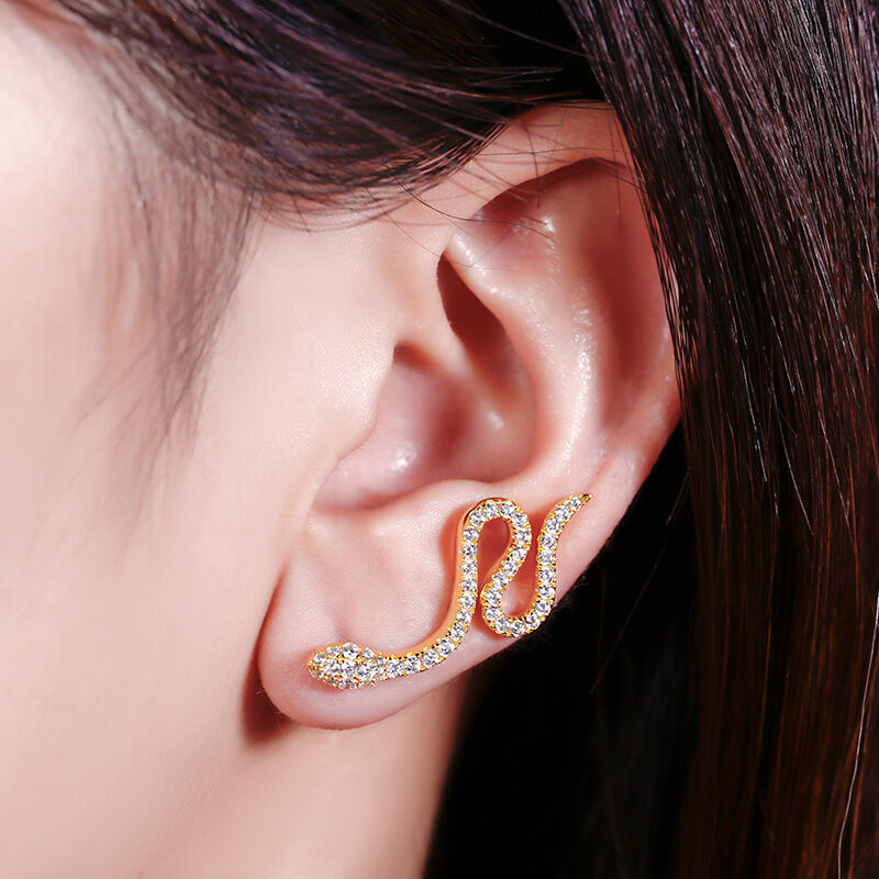 Jeulia Snake Design Sterling Silver Climber Earrings