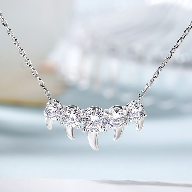 Jeulia Spike Design Round Cut Sterling Silver Jewelry Set