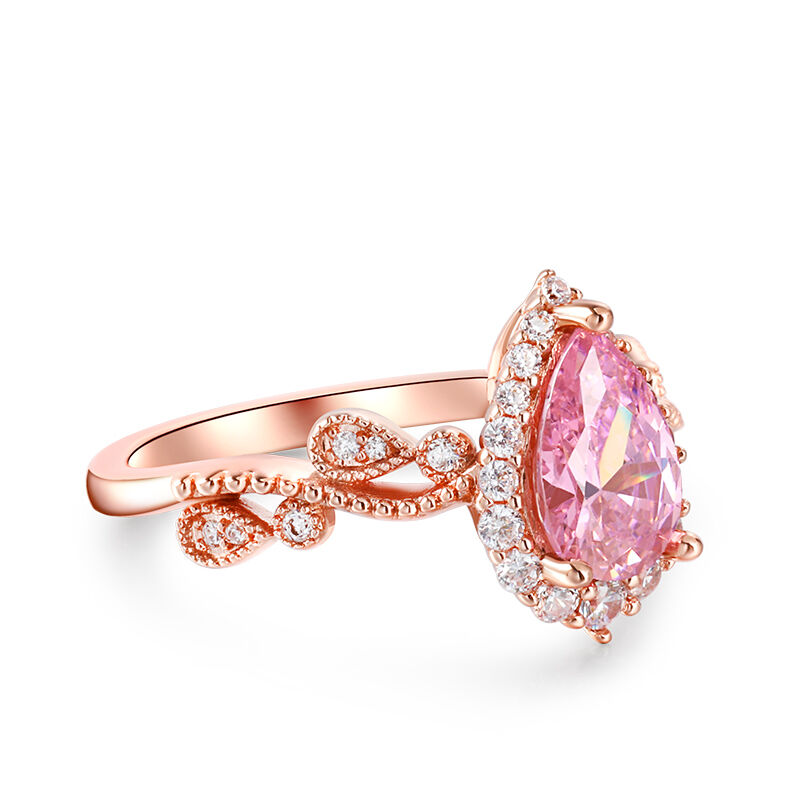 Jeulia Pear & Round-cut Synthetic Morganite Sterling Silver Ring