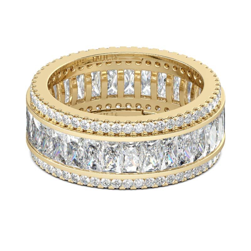 Jeulia Gold Tone Radiant Cut Sterling Silver Women's Band