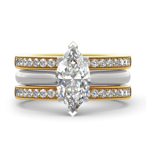 Jeulia Two Tone Marquise Cut Sterling Silver Enhancer Ring Set Jeulia Jewelry