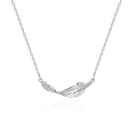 Jeulia "Floating Feather" Sterling Silver Necklace