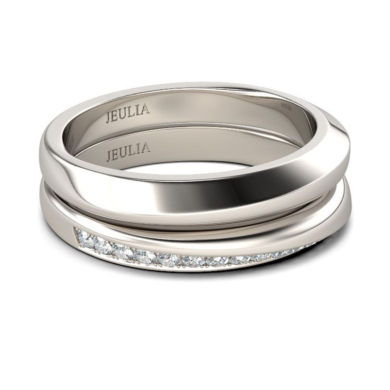Jeulia Stylish Design Round Cut Sterling Silver Band Set