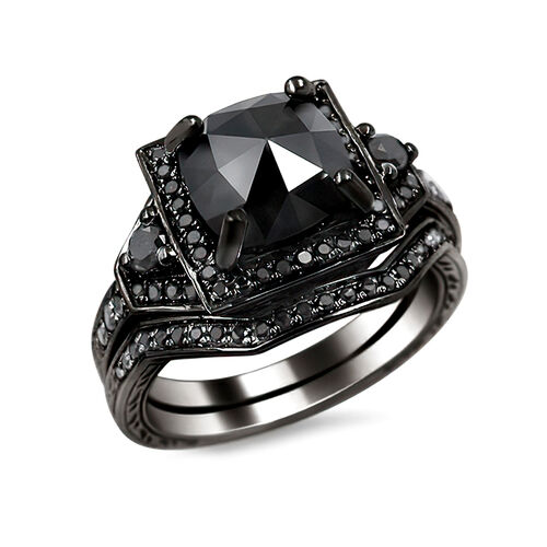 Jeulia Cushion Cut Sterling Silver Ring Set