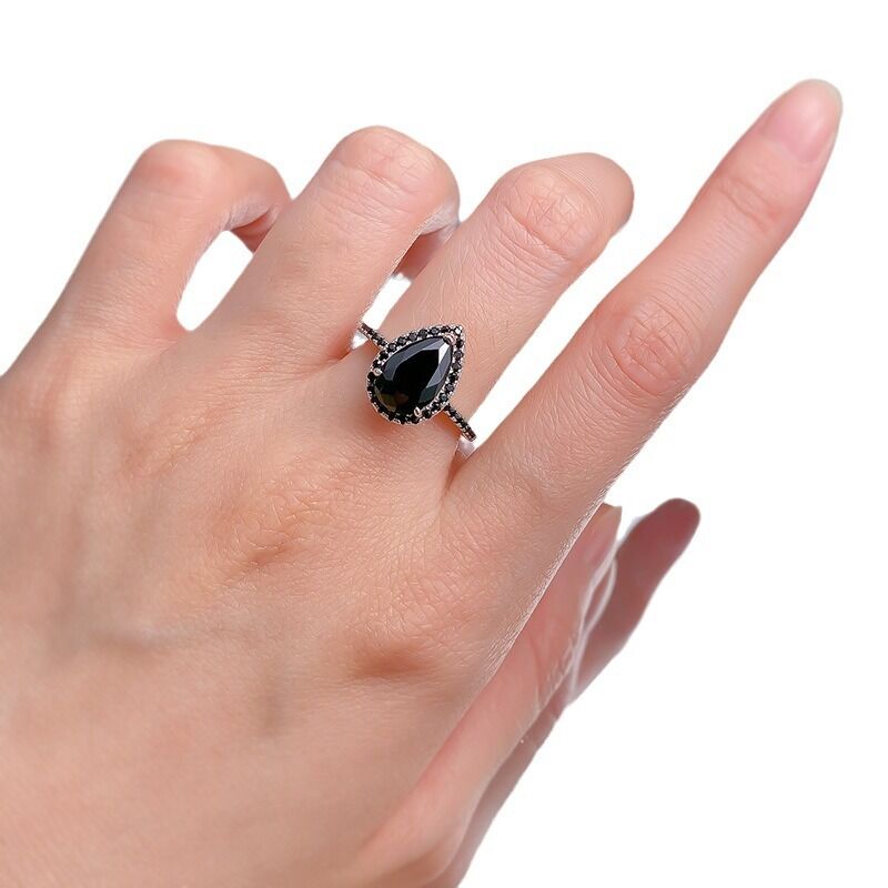 Jeulia Water Drop Design Sterling Silver Ring