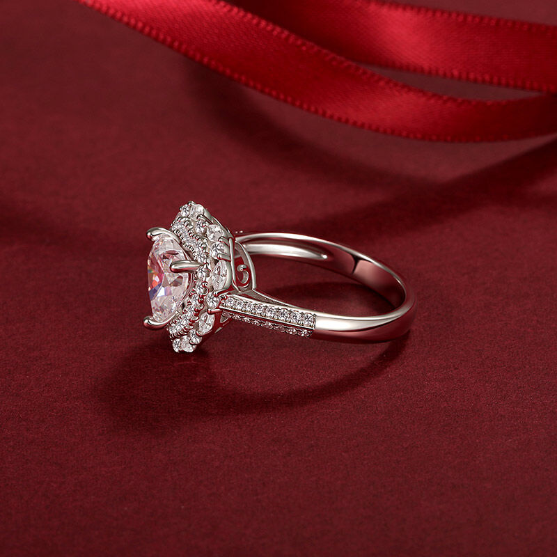 Jeulia Anello di Fidanzamento Vintage a Forma di Cuore con Doppio Alone in Argento Sterling