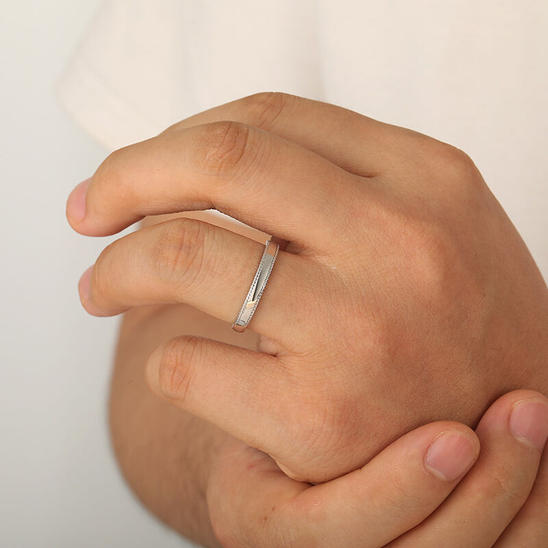 Jeulia Anillo Simple con Borde de Perlas Ajustable para Hombres