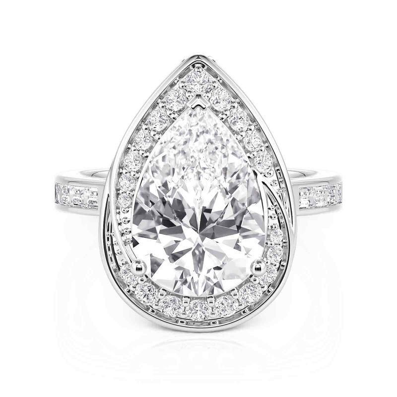 Jeulia Anillo de Compromiso Uso Dual Halo Remolino Corte Pera