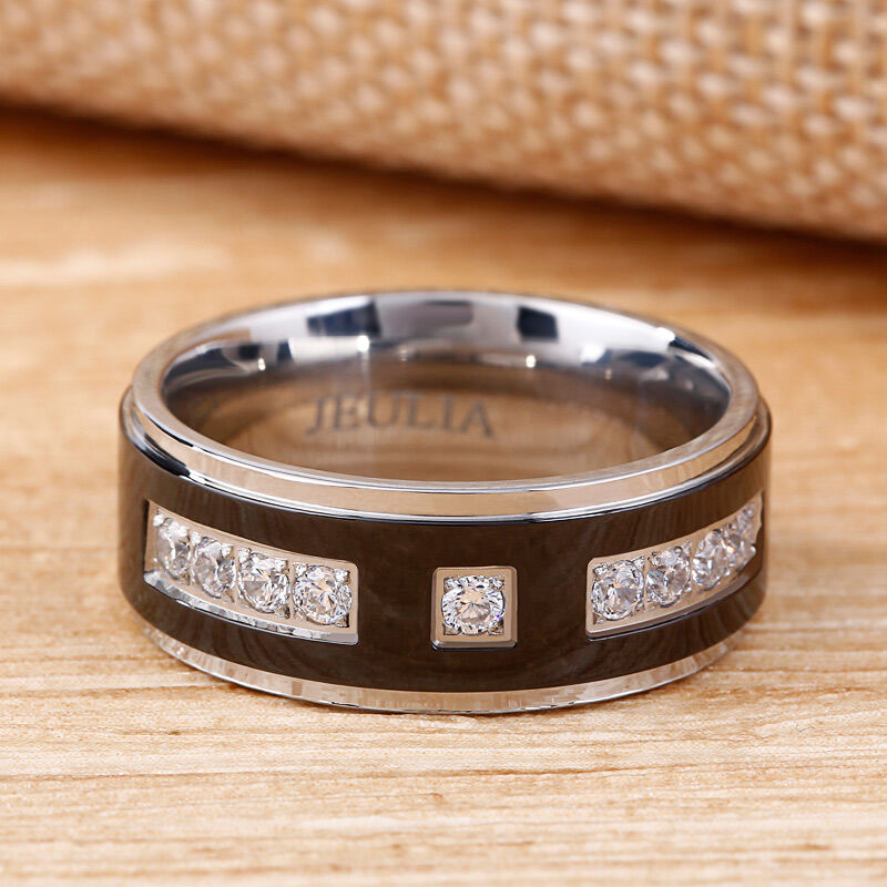 Jeulia Round Cut Stainless Steel Men's Band