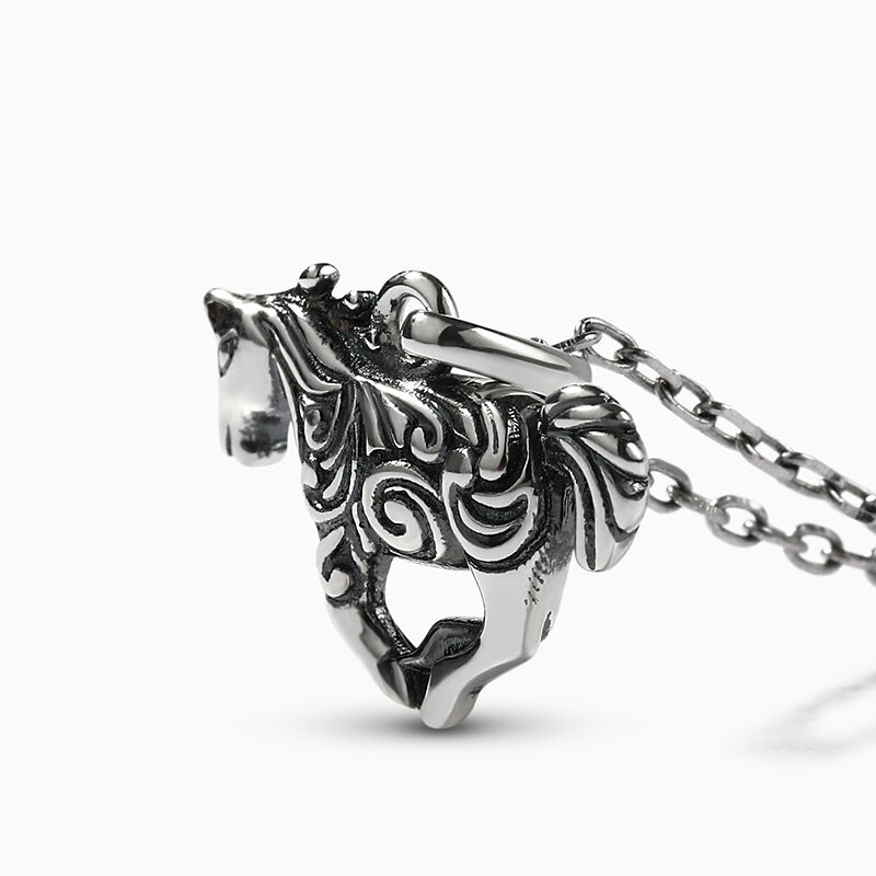 Jeulia "Galloping Horse" Sterling Silver Necklace